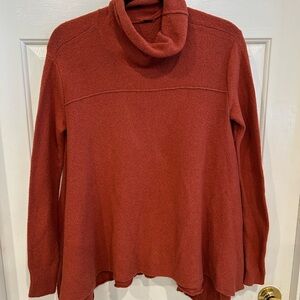 Free People Cowl Neck Sweater in Rust
